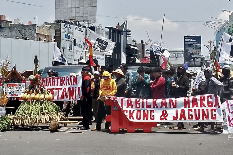 Massa aksi peringatan Hari Tani di Bandar Lampung, Senin (26/9/2023).