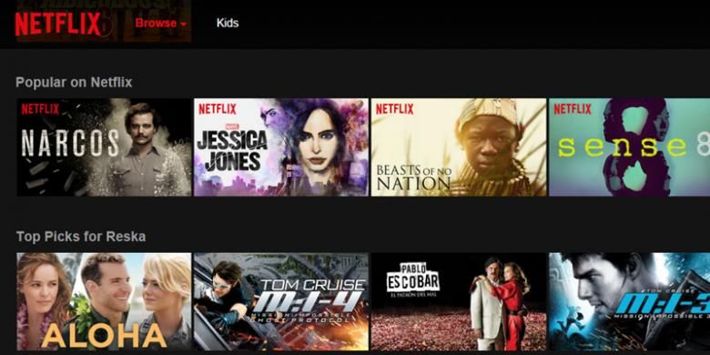 Netflix menyediakan aneka judul film dan serial TV