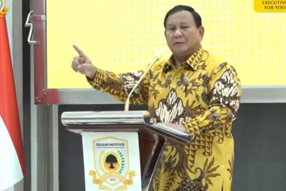 Prabowo Subianto saat menghadiri Executive Education Program for Young Political Leader, Kamis (31/8/2023).