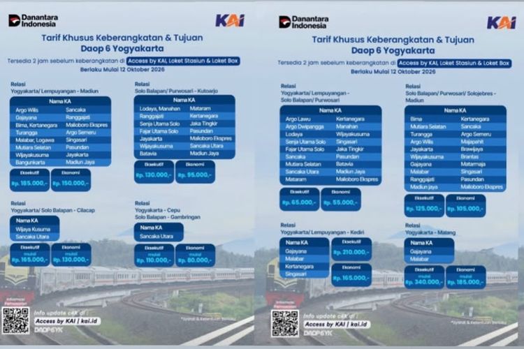 Daftar KA Go Show Terbaru 2026 dari Jogja dan Solo, Ini Rute dan Harganya