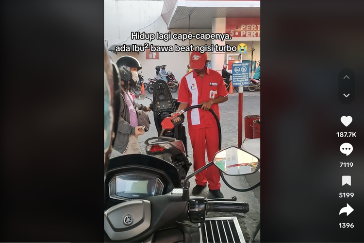 Video Viral Ibu-ibu Isi Honda BeAT Pakai Pertamax Turbo di SPBU Pertamina