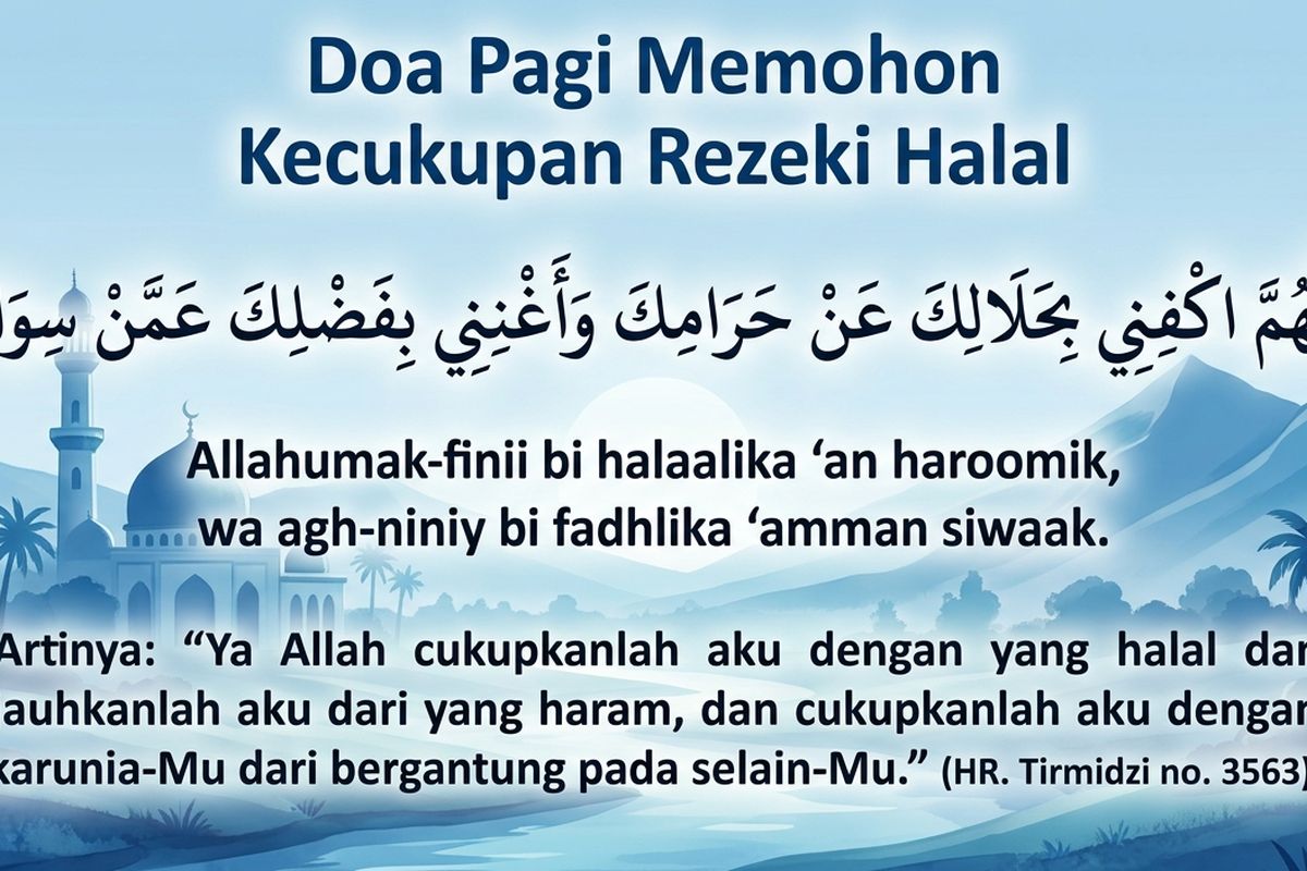 Doa pagi memohon kecukupan rezeki halal.