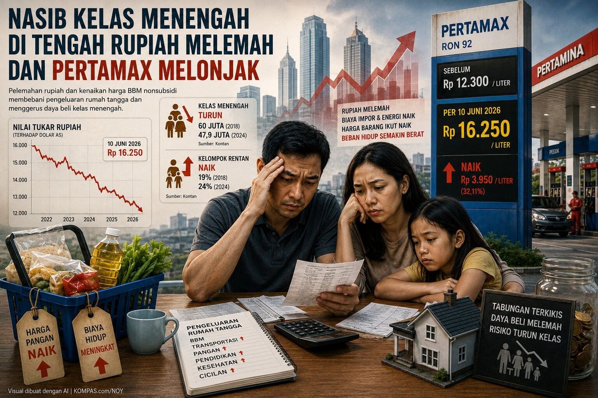 Nasib Kelas Menengah di Tengah Rupiah Melemah dan Harga BBM Melonjak