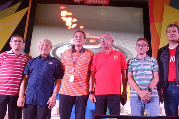 Wakil gubernur DKI Jakarta, Sandiaga Uno, hadir dalam acara diskusi persiapan Jakarta menyambut Asian Games 2018 di Putri Duyung Ancol, Kamis (26/7/2018).
