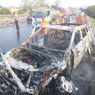 Alami Masalah Pengereman, Sebuah Mobil Mewah Hangus Terbakar di Tol Gempol-Pandaan