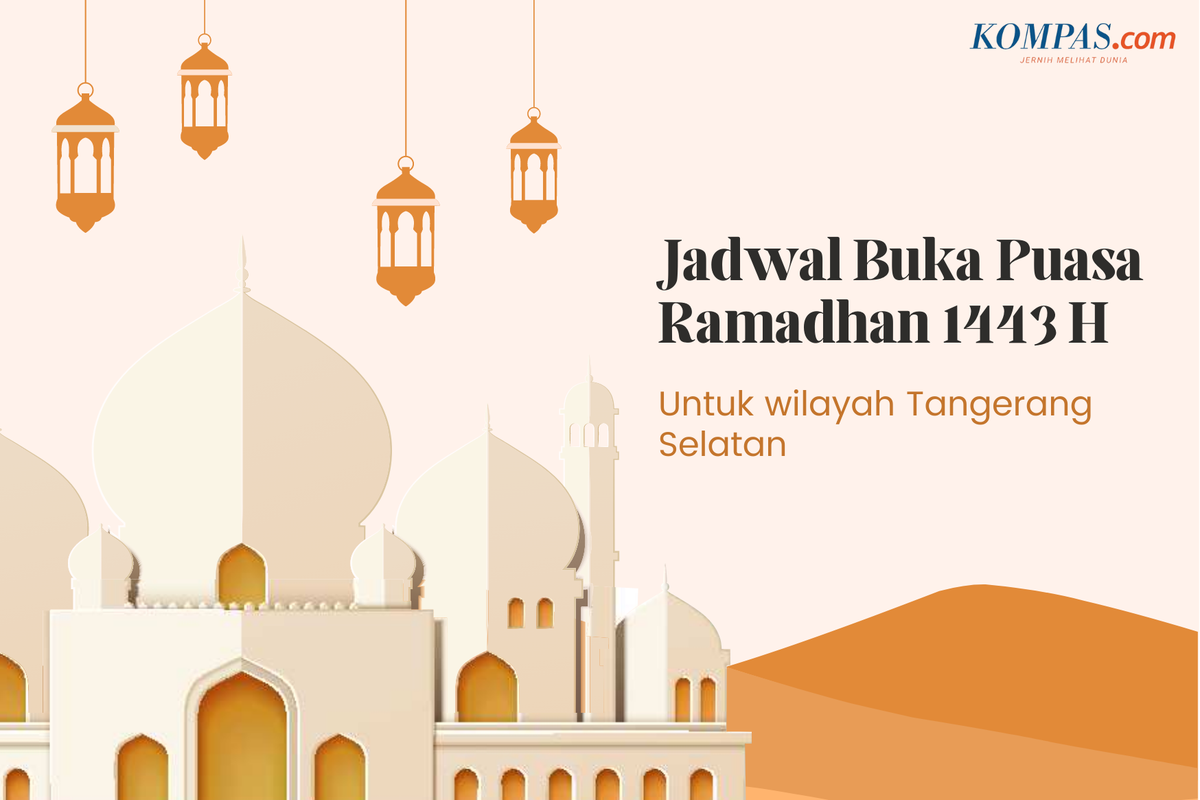 Jadwal buka puasa Ramadhan 1443 H/2022 untuk wilayah Tangerang Selatan.