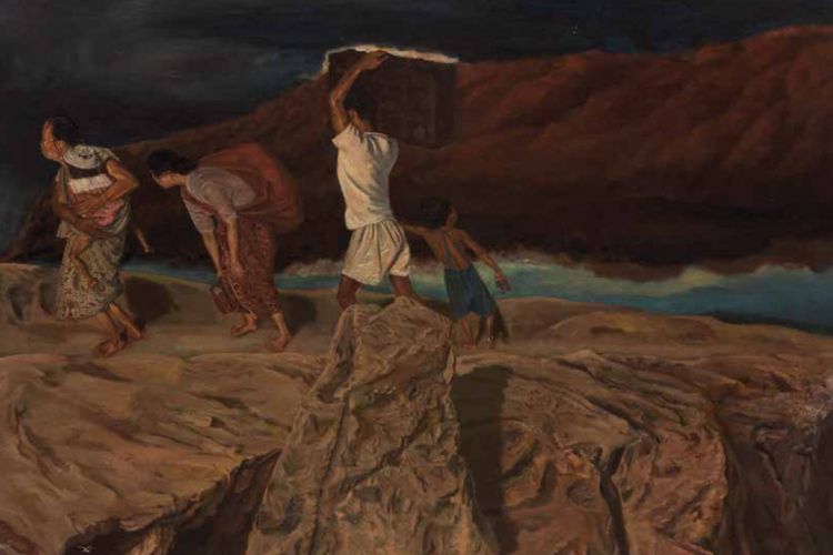 Mengungsi, S Sudjojono, 104 x 144 cm, 1950, cat minyak di kanvas.