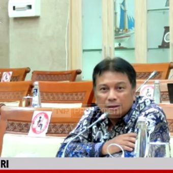 Direktur Utama PT Garam Arif Haendra dalam Rapat Dengar Pendapat bersama Komisi VI DRP RI, Senin (5/9/2022).