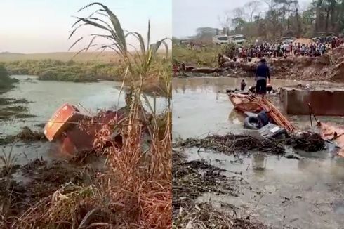 Detik-detik Ekskavator Terguling Saat Evakuasi Korban Hilang di Embung, Videonya Viral