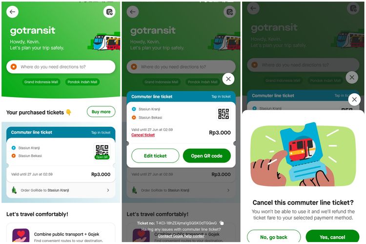 Cara membatalkan tiket KRL yang dibeli melalui GoTransit.