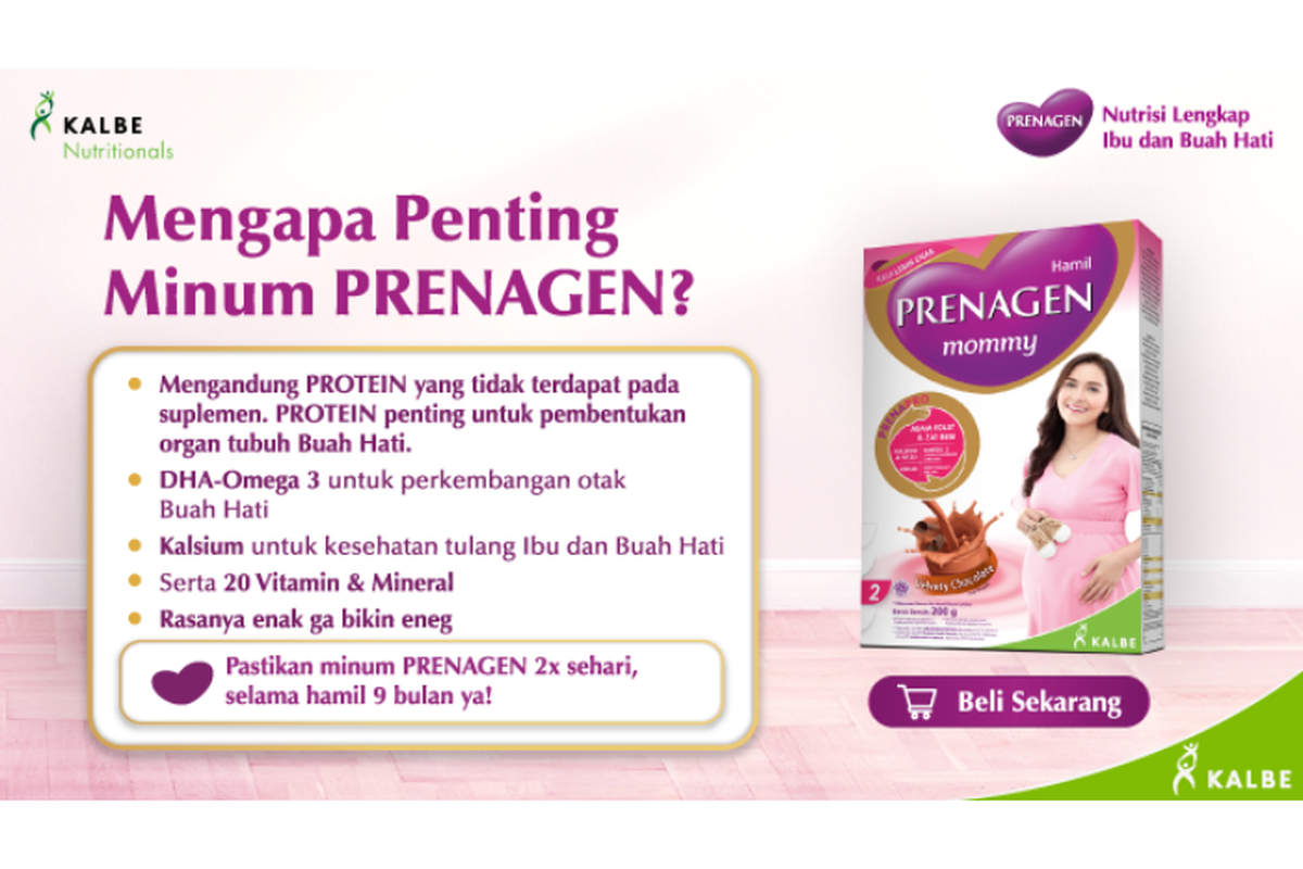 PRENAGEN mommy mengandung nutrisi lengkap untuk ibu dan buah hati, seperti protein, karbohidrat, lemak, tinggi asam folat, dan zat besi. 