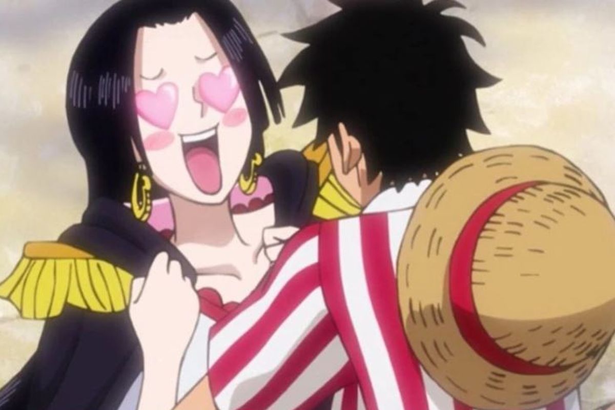 Boa Hancock saat menyatakan perasaannya terhadap Monke D. Luffy dalam salah satu adegan.