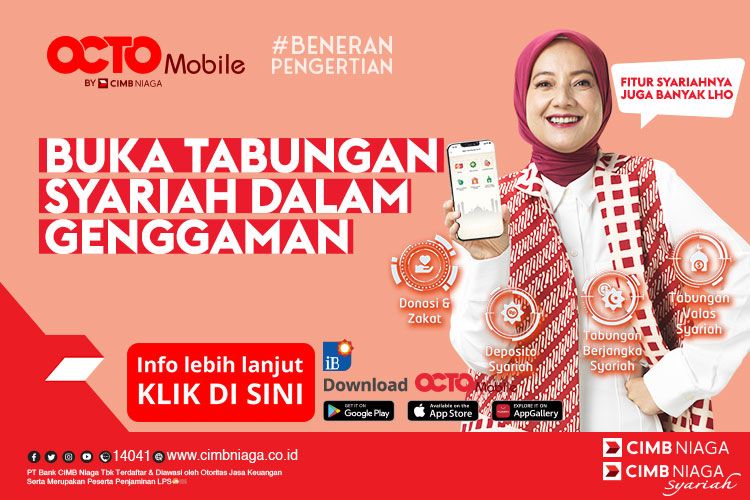 Aplikasi OCTO Mobile menghadirkan berbagai fitur syariah, mulai dari pembayaran zakat hingga pembukaan rekening tabungan syariah.