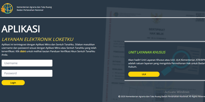 Aplikasi website Loketku 