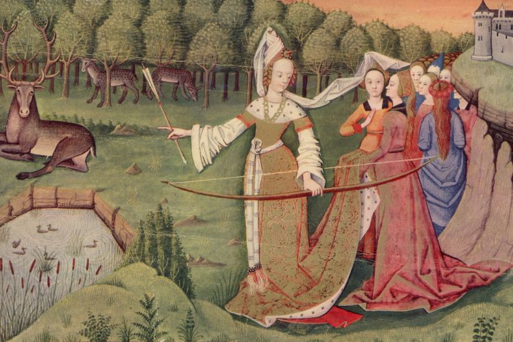 Lukisan kegiatan berburu yang dilakukan bangsawan di zaman kuno.