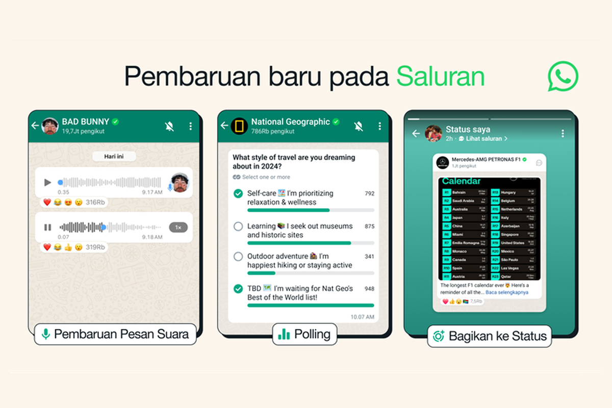 Ilustrasi fitur baru WhatsApp Channel