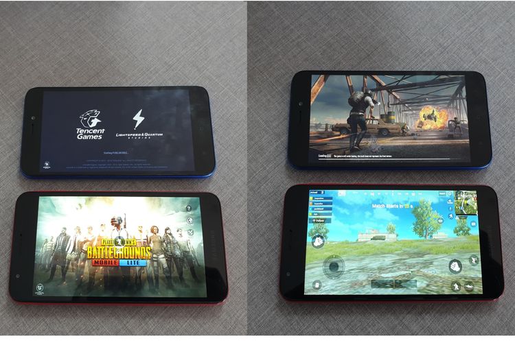 Ilustrasi tampilan loading screen PUBG Mobile Lite di Redmi Go (atas) dan Galaxy A2 Core (bawah)