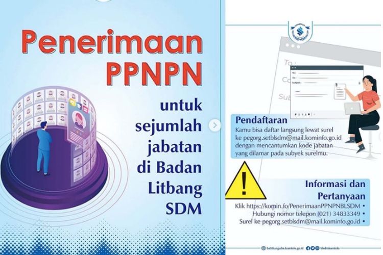 Tangkapan layar penerimaan PPNPN di Badan Litbang SDM Kemenkominfo.