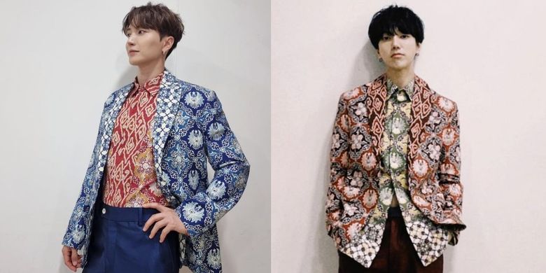 Member Super Junior Leeteuk dan Yesung mengenakan batik dengan motif utama Garuda Kujang Kencana. Motif tersebut dibuat oleh Gubernur Jawa Barat Ridwan Kamil bersama Batik Komar pada 2017.