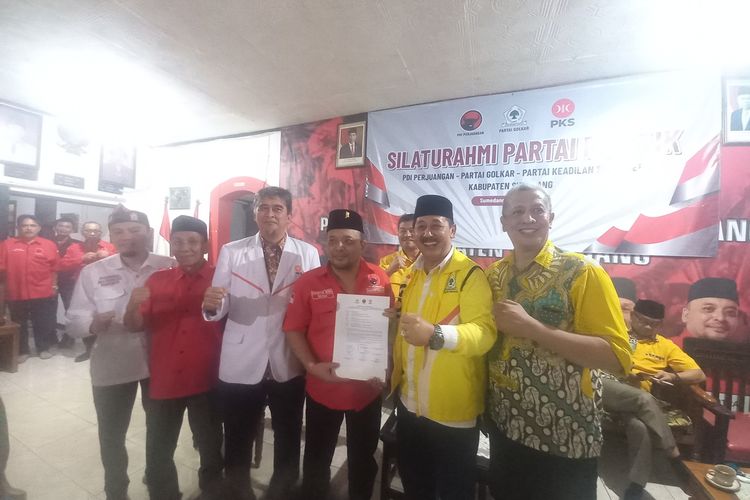 PDI-P, Golkar, PKS tandatangani MoU untuk berkoalisi di Pilkada Sumedang 2024, November mendatang.  