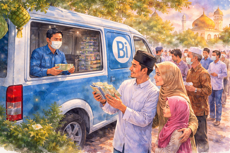 Ilustrasi penukaran uang baru Lebaran 2026.