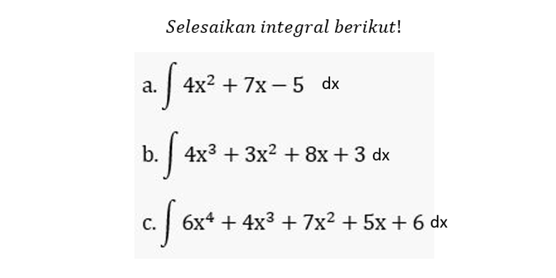 Soal Integral Tak Tentu Mengintegralkan Fungsi Polinomial Halaman All Kompas Com