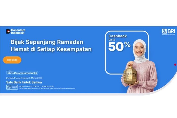 Promo Spesial BRI yang menawarkan beragam diskon dan cashback hingga 50 persen di berbagai merchant.