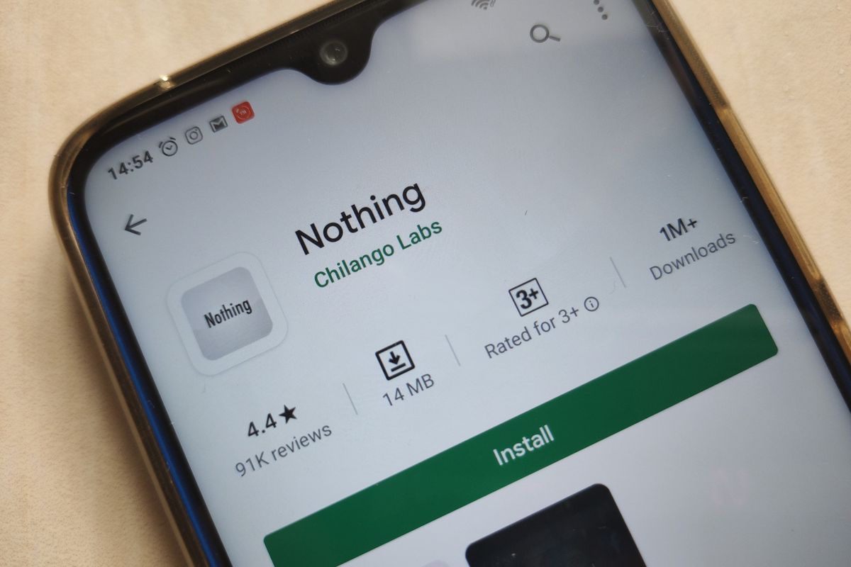 Aplikasi Nothing di Google Play Store.