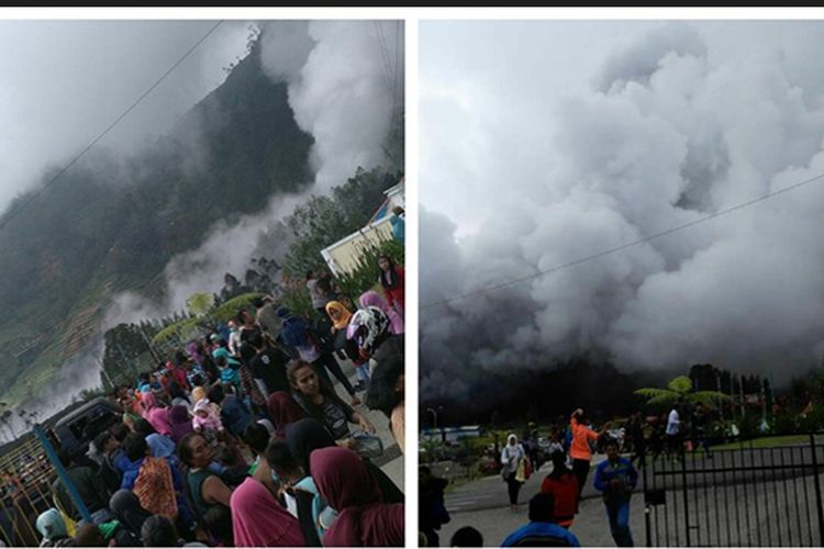 Kawah Sileri Dieng, Jawa Tengah, meletus Minggu (2/7/2017).