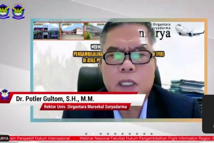 Rektor Unsurya Marsekal Muda TNI (Purn) Dr. Potler Gultom, SH., MM., pada Webinar Nasional gelaran FH Unsurya, Senin (7/2/2022).
