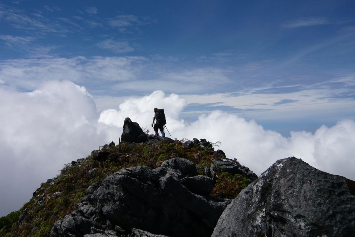 Ilustrasi Gunung Binaiya di Pulau Seram, Maluku.