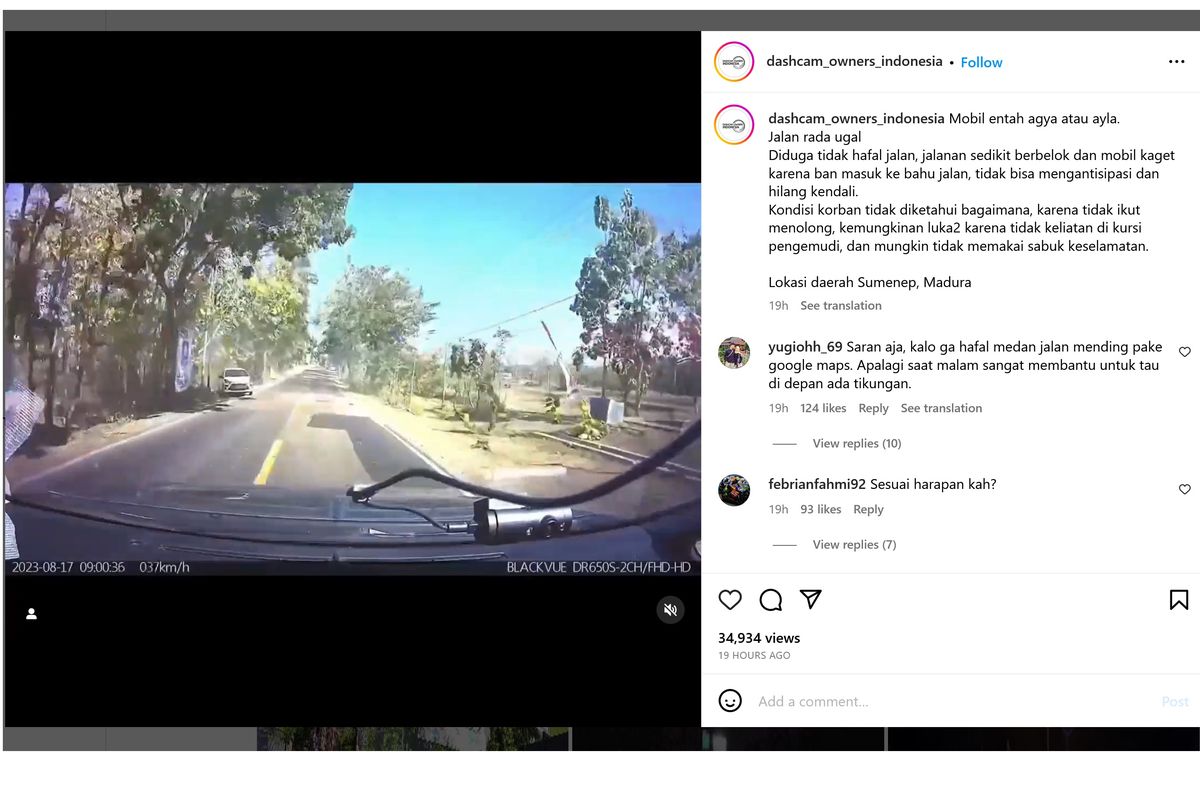 Video viral di media sosial memperlihatkan Toyota Agya/Daihatsu Ayla menabrak phon di pinggir jalan karena mengemudi secara ugal-ugalan di jalan sepi.