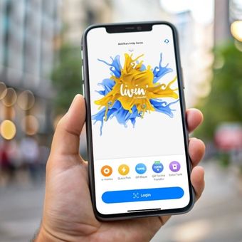 Ilustrasi aplikasi Livin' by Mandiri. Kode transfer Mandiri ke DANA. Cara transfer Mandiri ke DANA.