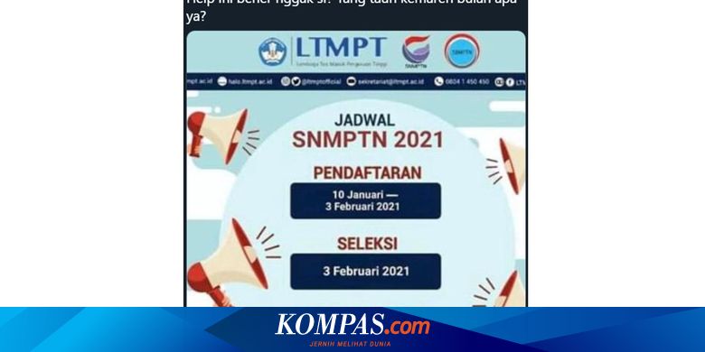 Ramai soal Pendaftaran SNMPTN 2021 Dimulai pada 10 Januari ...