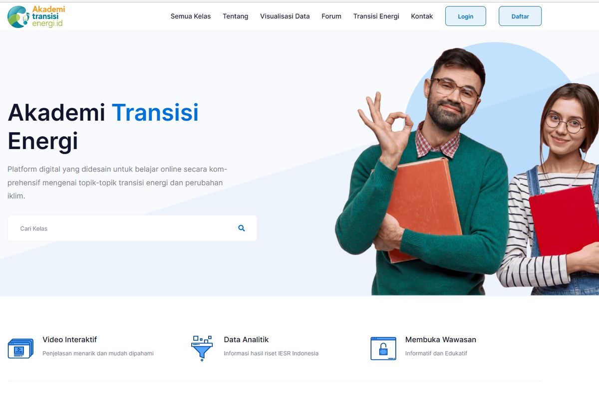 Tangkapan layar halaman depan laman Akademi Transisi Energi.