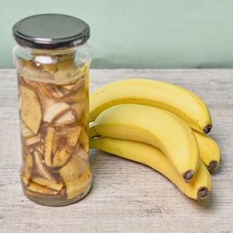 Ilustrasi pupuk alami dari kulit pisang. 