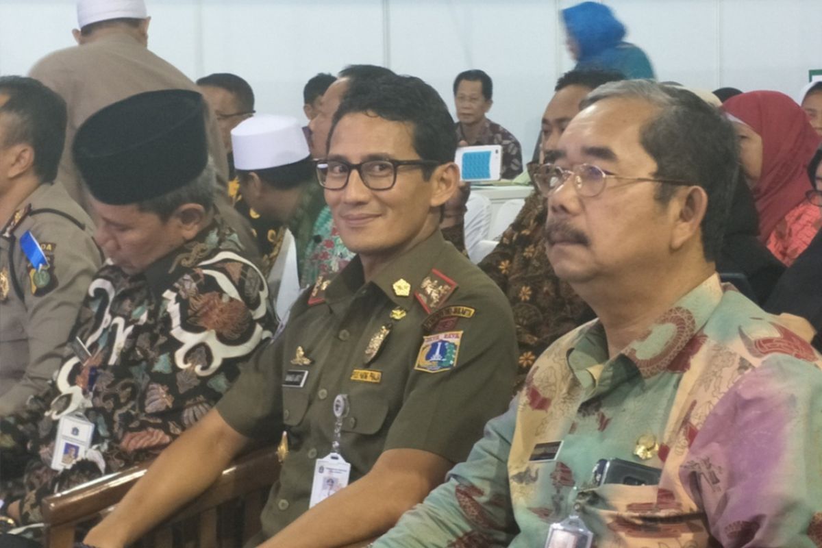 Wakil Gubernur DKI Jakarta Sandiaga Uno saat menghadiri acara peresmian Mal Thamrin City sebagai Mal Sadar Zakat Pertama di Jakarta, Kamis (28/12/2017).