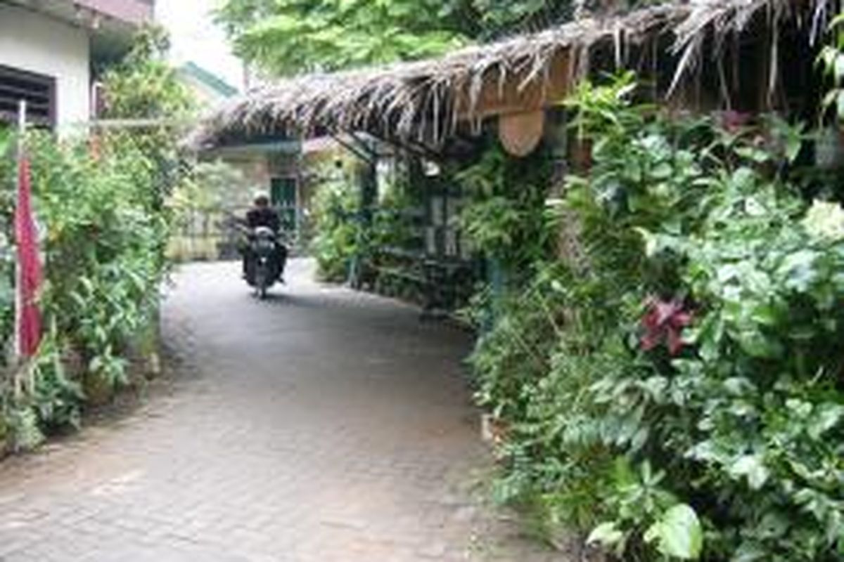 Kampung Banjarsari, Cilandak, Jakarta Selatan, pada tahun 2005. Lingkungan di kampung itu benar-benar hijau dan asri. Ada yang menyebut kampung yang penuh dengan pepohonan rindang dengan warna dominasi hijau itu sebagai kampung firdaus.