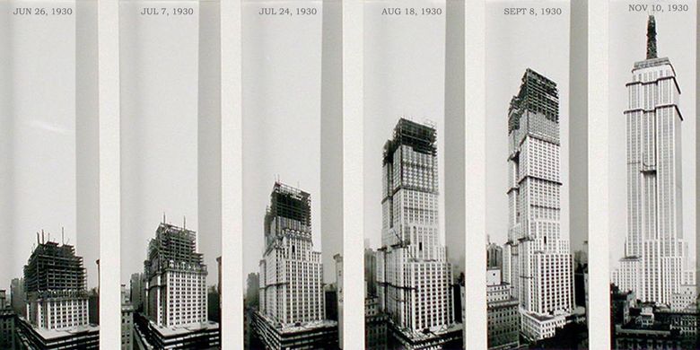 Gambaran pembangunan The Empire State Building di New York 