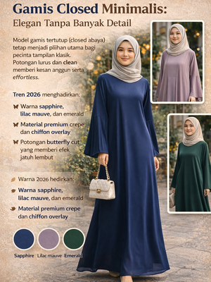 Gamis Closed Minimalis: Elegan tanpa banyak detail.