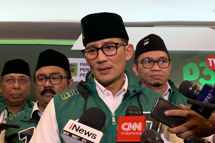 Ketua Badan Pemenangan Pemilu (Bappilu) PPP Sandiaga Salahuddin Uno di Hotel Mercure Ancol, Jakarta Utara, Sabtu (11/11/2023). 