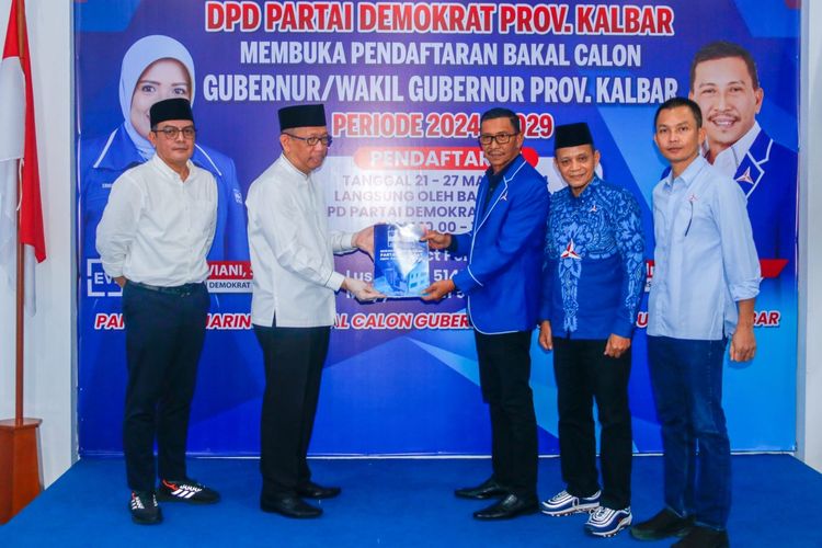 Gubernur Kalimantan Barat (Kalbar) periode 2018-2023 Sutarmidji resmi mendaftarkan diri sebagai bakal calon Gubernur Kalbar melalui Partai Demokrat, Jumat (5/4/2024).