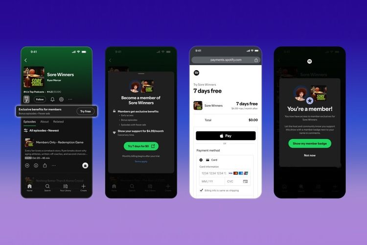 Spotify Rilis Fitur Membership Podcast, Kreator Dapat 90 Persen Pendapatan