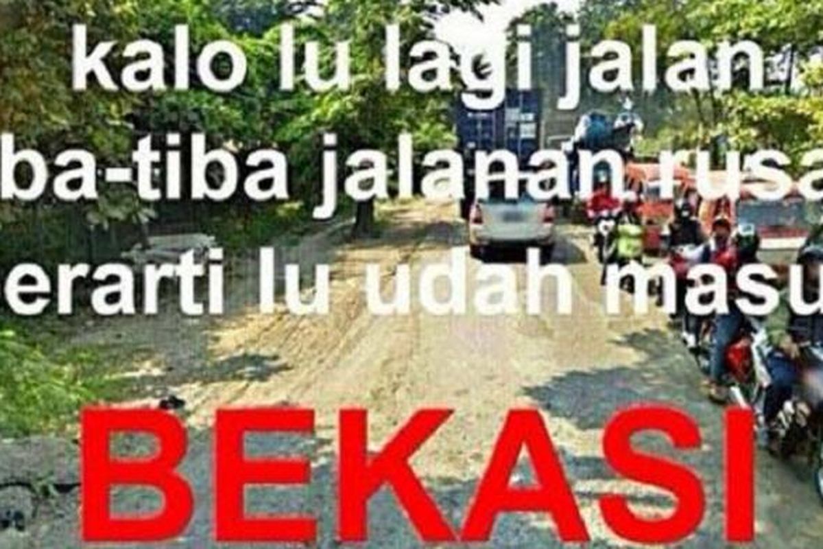 meme jalan rusak di Bekasi