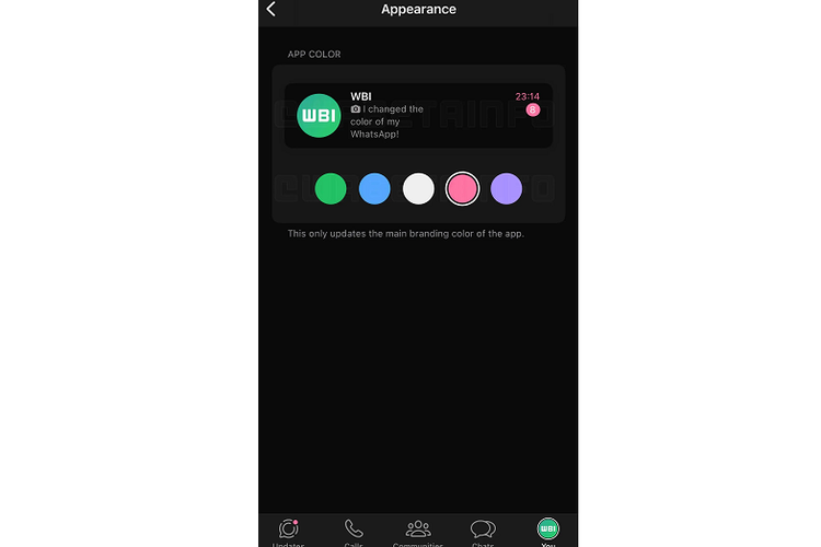 WhatsApp tengah menyiapkan fitur baru yang memungkinkan pengguna memilih warna antarmuka (UI) aplikasi.