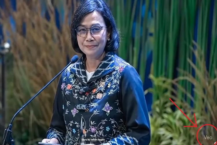 Watermark Veo pada video Sri Mulyani menyebut guru sebagai beban negara