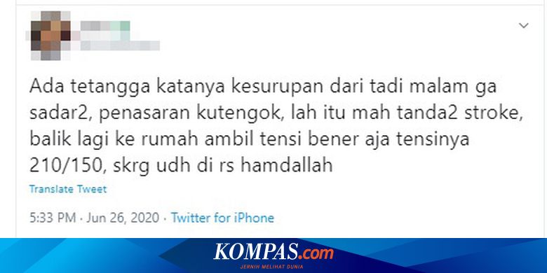 Viral Unggahan Soal Tanda Tanda Stroke Dikira Kesurupan Ini Penjelasan Dokter Halaman All Kompas Com