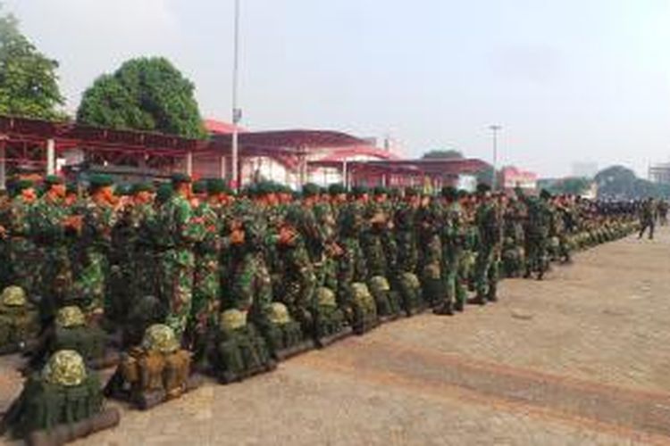 Menjelang sidang MK, sebanyak 5000 pasukan TNI apel gabungan di Jakarta International Expo, Kemayoran, Jakarta Pusat, Kamis (21/8/2014) pagi.