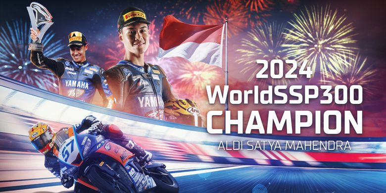 Aldi Satya Mahendra, menjadi juara dunia World Supersport 300 (WorldSSP300) pertama dari Indonesia