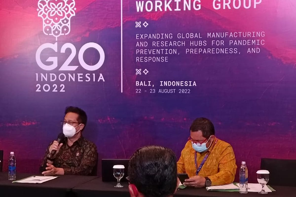 Menteri Kesehatan Budi Gunadi Sadikin saat menyampaikan konferensi pers terkait acara Health Working Group Meeting G20 di Nusa Dua, Badung, Bali, pada Senin (22/8/2022).  Kompas.com/Yohanes Valdi Seriang Ginta